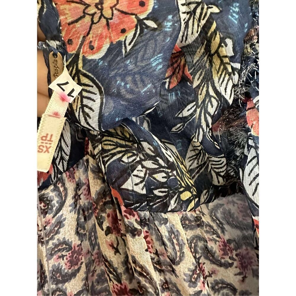 New Free People Estelle Chiffon Button Front Printed Maxi Dress sz xs - Picture 5 of 6